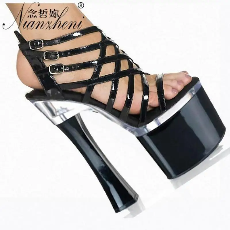 

8 Inches Coarse heel Super Sexy Pole Dance Stage Show Party Models Sexy Fashion Nightclub stripper heels Party Gladiator Retro