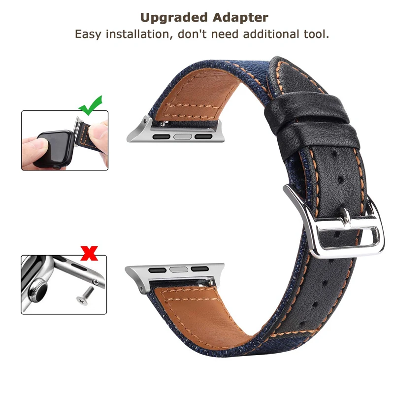 Ремешок из нейлона и натуральной кожи для Apple watch band 42 мм 38 44 40 Iwatch series 6/SE/5/4/3/2