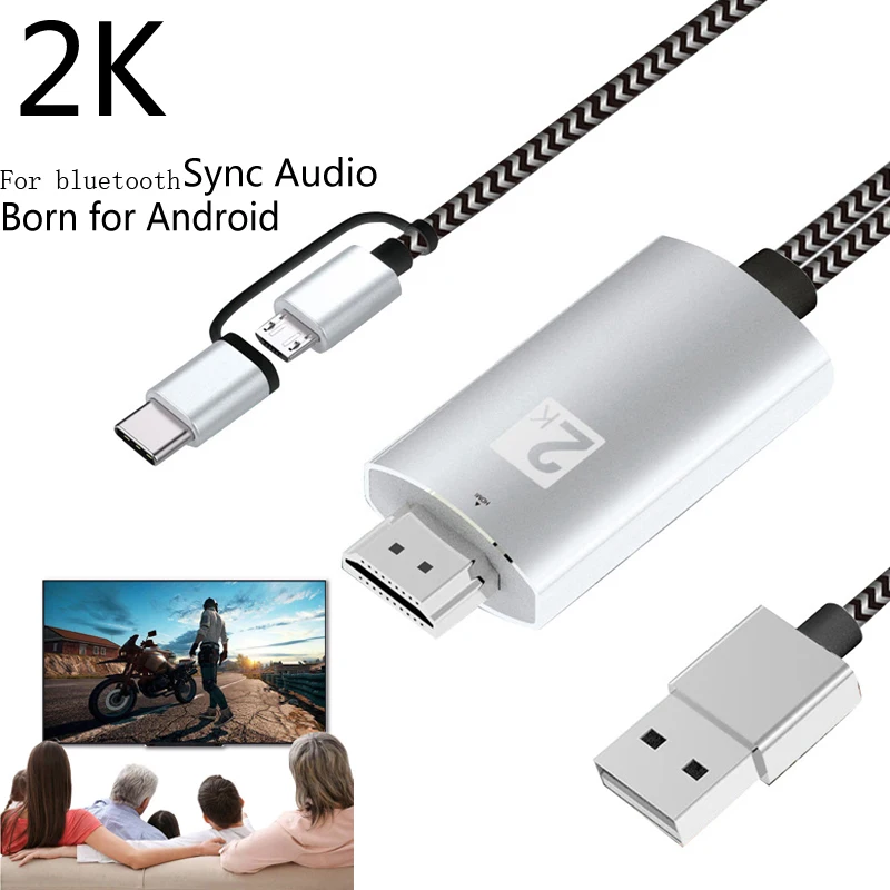 Кабель преобразователь с разъемами Micro USB и Type C поддержкой Bluetooth|Кабели HDMI| |