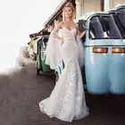 Кружевное свадебное платье-Русалка цвета шампанского без бретелек со съемными рукавами и юбкой-годе новая свадебная одежда для взрослых