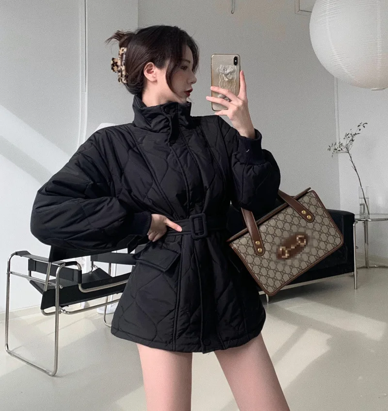 

2020 Winter Thickened Minimalist Stand Collar Long-sleeved Women Loose Jackets Solid Color Cotton Padded Clothes