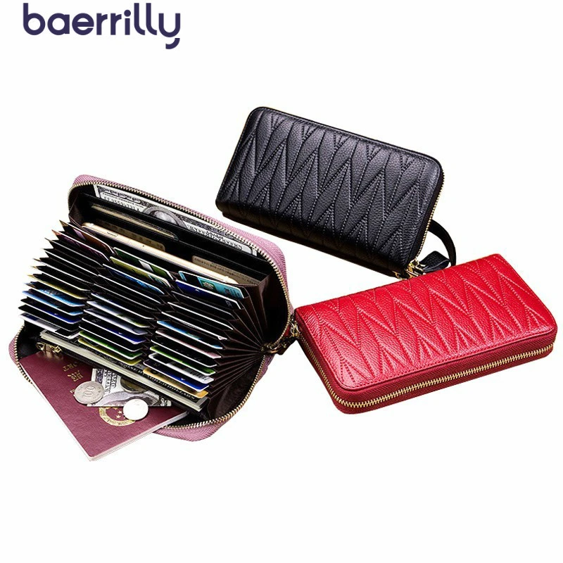 

Women Wallet Genuine Leather Coin Purse Long Clutch Bags Rfid Female Card Holder Money Pocket Women Wallets With Phone Case