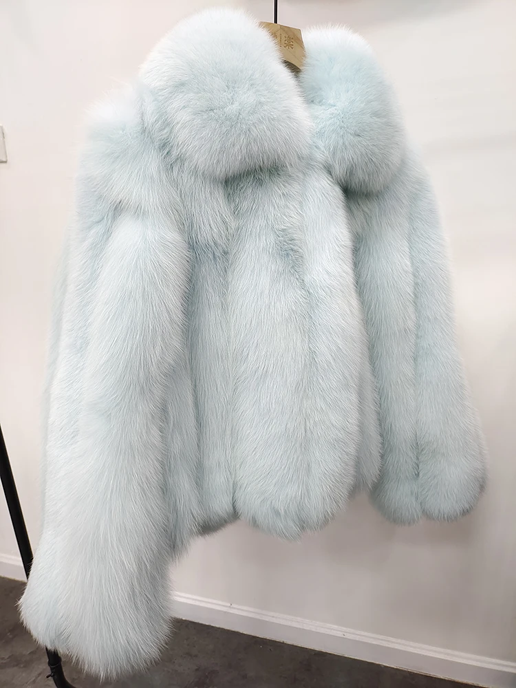New Arrival Women Winter Fluffy Thick Natural Real Fox Fur Coat Jacket Natural Fur Jackets with Fur Collar enlarge