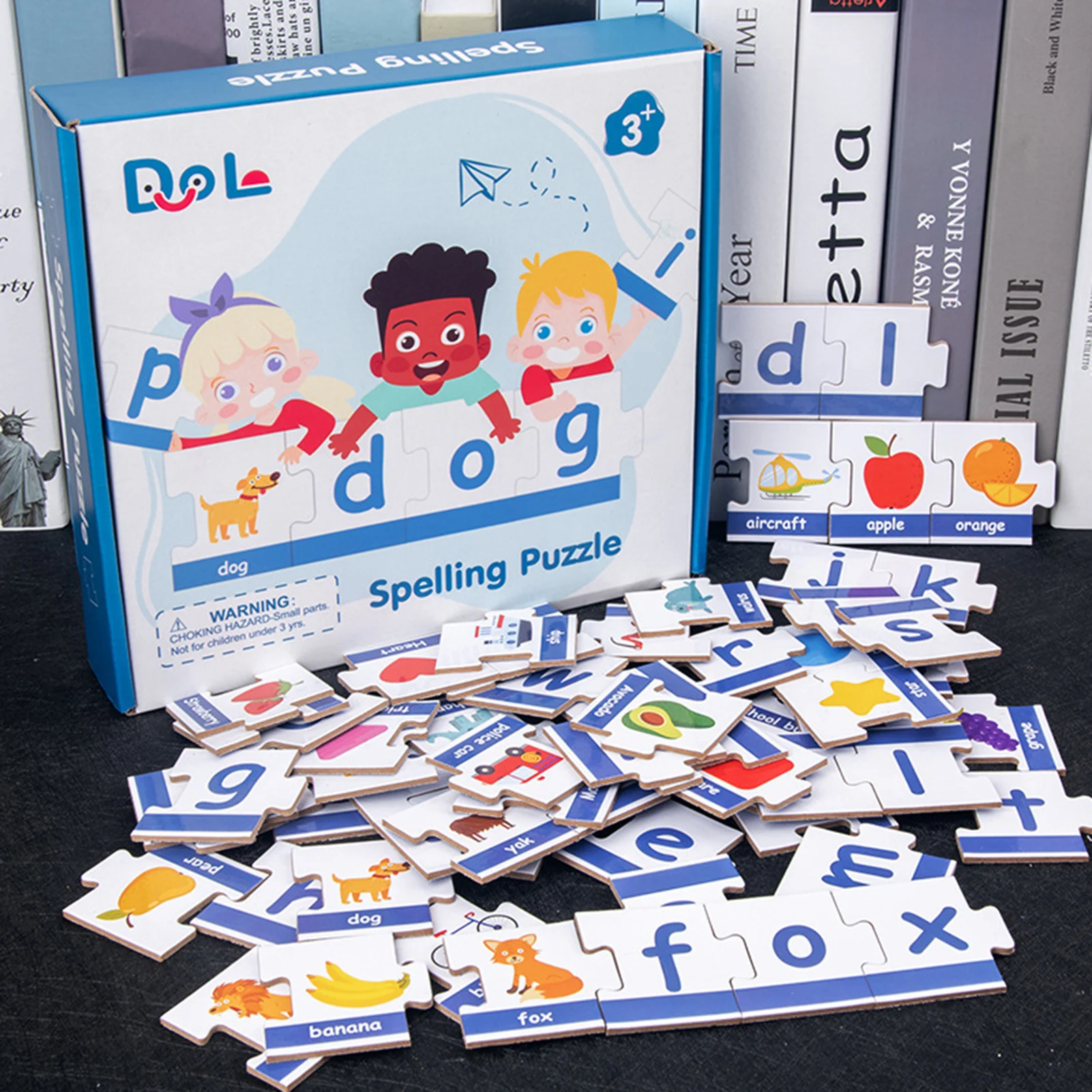 

90 Pcs Spelling Puzzle Game Animal Fruit Cognitive Early Educational Toy For Children English Learning