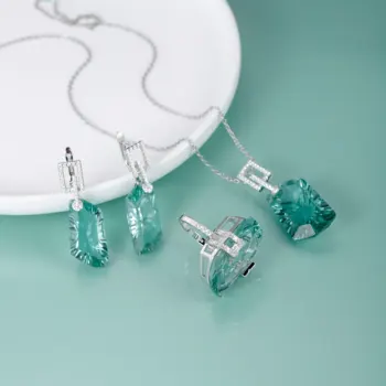 Modern Luxury Style Fine Jewelry Set - Heterohexagon Green Amethyst Fine Jewelry 6