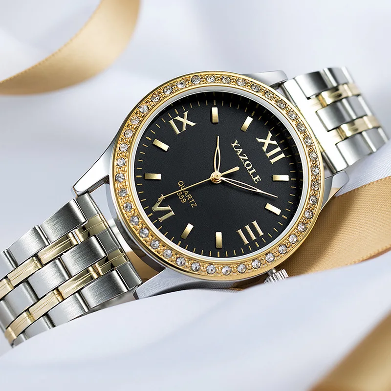 YAZOLE brand fashion diamond-encrusted women's Quartz chain Watch Fashion waterproof steel Strap