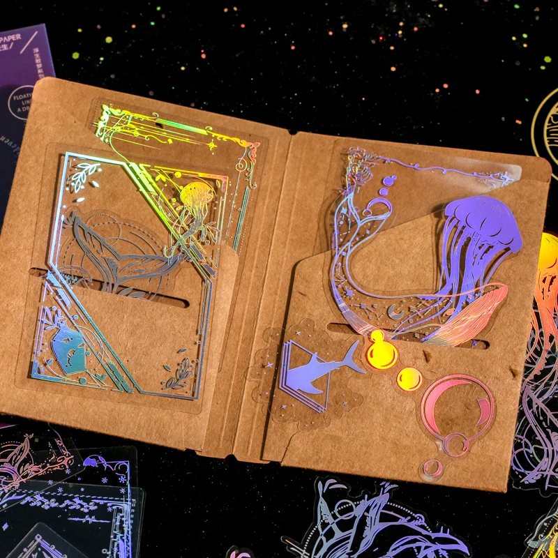 40 шт./лот горячее тиснение наклейка для скрапбукинга ПВХ лазерная океанская