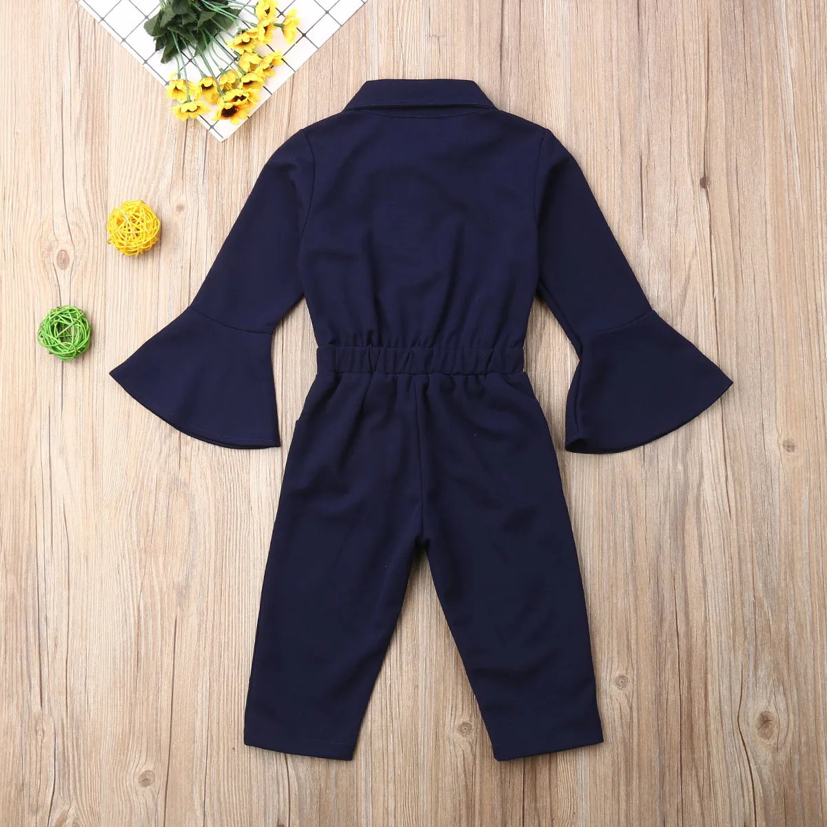 Детский комбинезон 2019 модный с рукавами колокольчиками для маленьких девочек