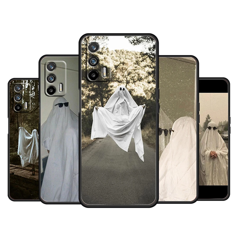 

Cute funny ghost For OPPO Realme Q3 Q2 V15 V3 X50 X7 X3 X2 XT Pro Carnival Superzoom 5G Silicone Black Phone Case