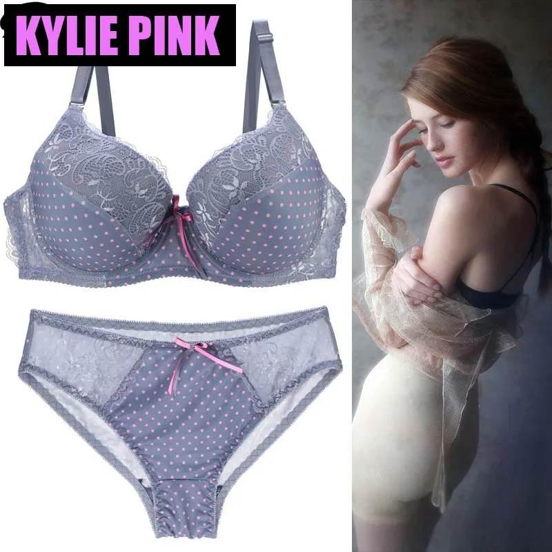 KYLIE розовый женский плюс размер сексуальный бюстгальтер и трусики наборы пуш-ап нижнее белье комплект бюстгальтер нижнее белье Brallete Femma кружевной бюст интимный