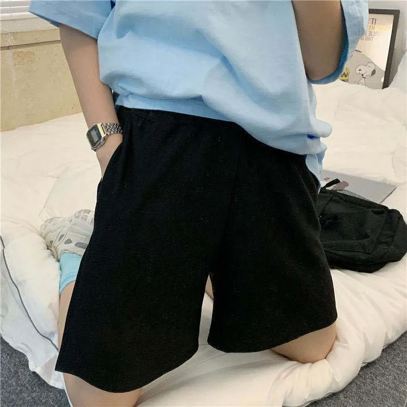 

Harajuku Solid Color Simple Shorts Women Loose Sport Summer Casual Running Biker Shorts Korean Lovely Girls Elasticity Short Ins