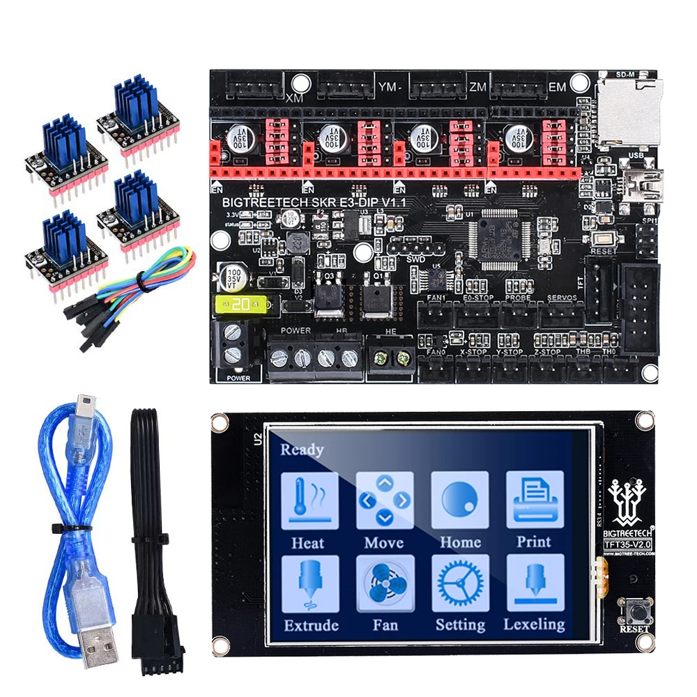 DIP TFT TMC2208 UART BIGTREETECH SKR MINI E3 материнская плата 32 бит ARM+ TFT35 сенсорный экран комплект интегрированный TMC2209 UART для Ender 3 3d принтер плата мкс - Цвет: DIP TFT TMC2208 UART
