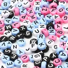 100 шт.лот 7x4 мм плоские круглые Смешанные Буквы бусины Алфавит разделитель акриловые бусины для изготовления ювелирных изделий Diy браслет ожерелье аксессуары