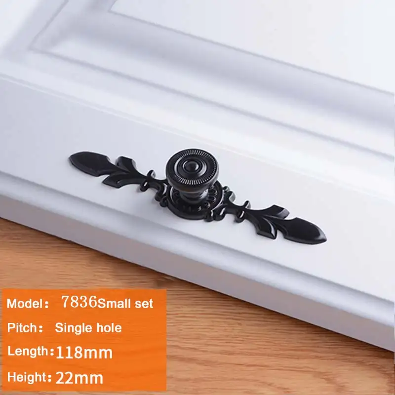 Аппаратные средства 1 шт. ручки шкафа ящика Твердые Алюминий сплав Черная для