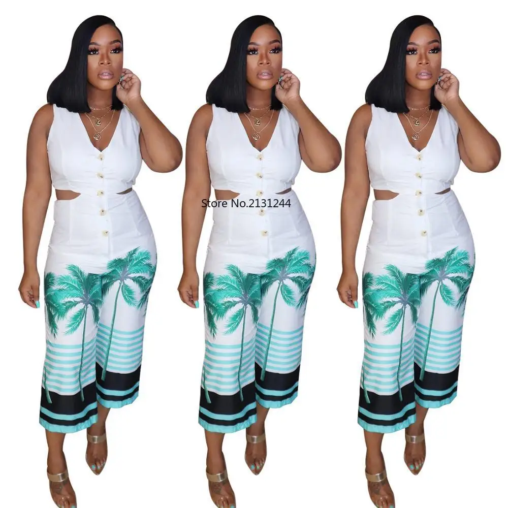 Летний модный женский комбинезон без рукавов с принтом и V образным вырезом