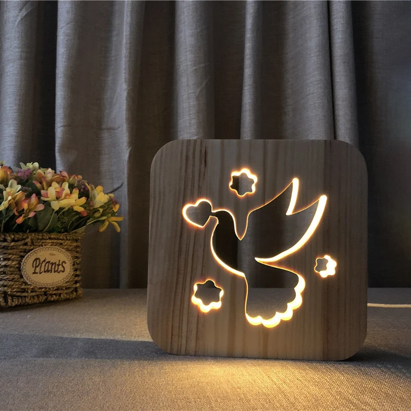 Modern Night Table Lamp Bedroom Bedside Creative Wood Led Desk Light Fixtures Art Deco tafellamp for Kid Children Christmas Gift