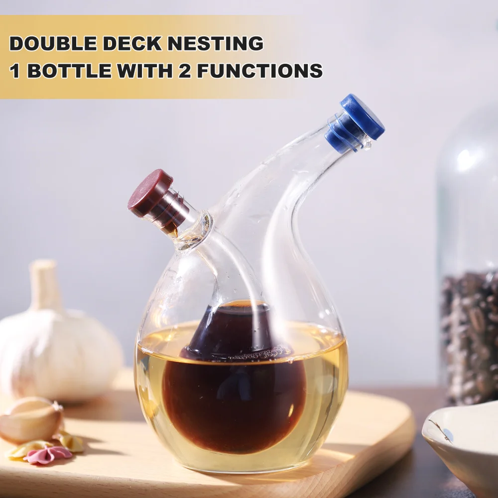 

UPKOCH 2-in-1 Dual Usage Dispenser Leakproof High Temperature Resistance Oil and Vinegar Bottle Double Pourer Spout Stopper for