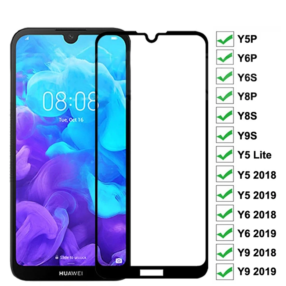 

9D tempered glass for huawei y9s y9A y8s y8p y7p y6s y6p y9 y7 prime y6 pro 2019 y5 2018 phone protective screen protector film