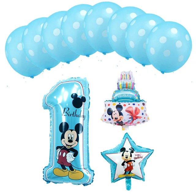 11pcs blue balloon 112 см Микки Минни Маус мультяшный воздушный шар из фольги на день рождения шар на день рождения украшения для вечеринки Подарки для детей - Цвет: 11pcs blue balloon