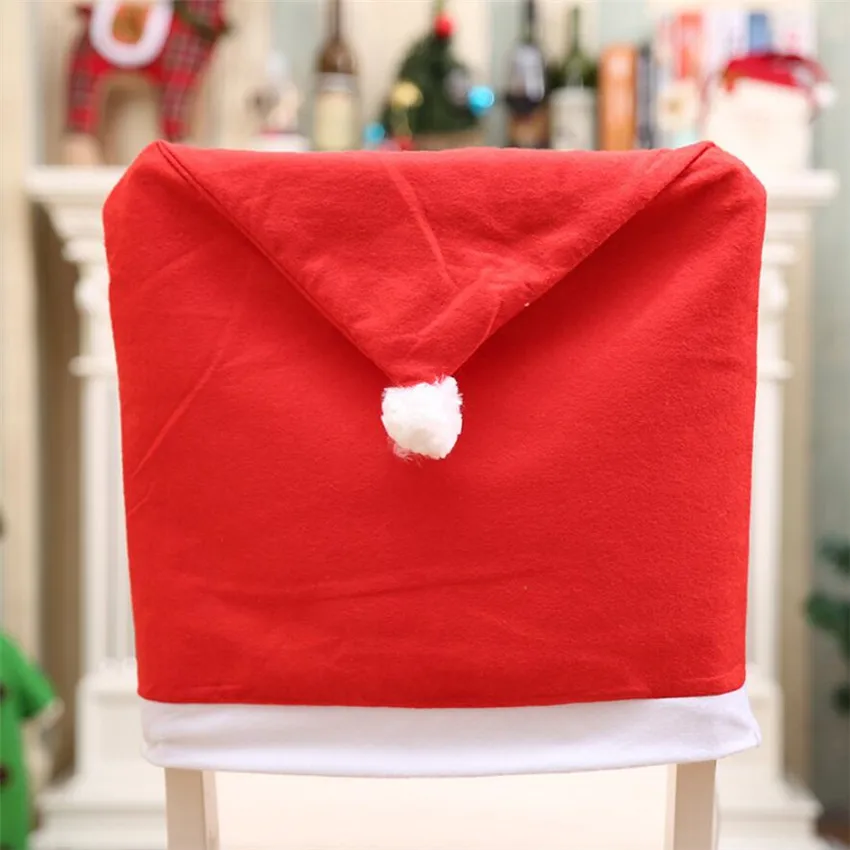 Новогодняя красная шляпа Санта-Клауса рождественские покрытия для стула