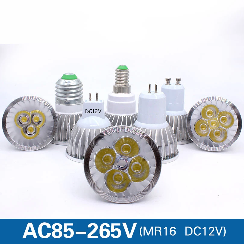 E27 e14 Светодиодный светильник с регулируемой яркостью MR16 DC12V светодиодный 9 Вт 12 15