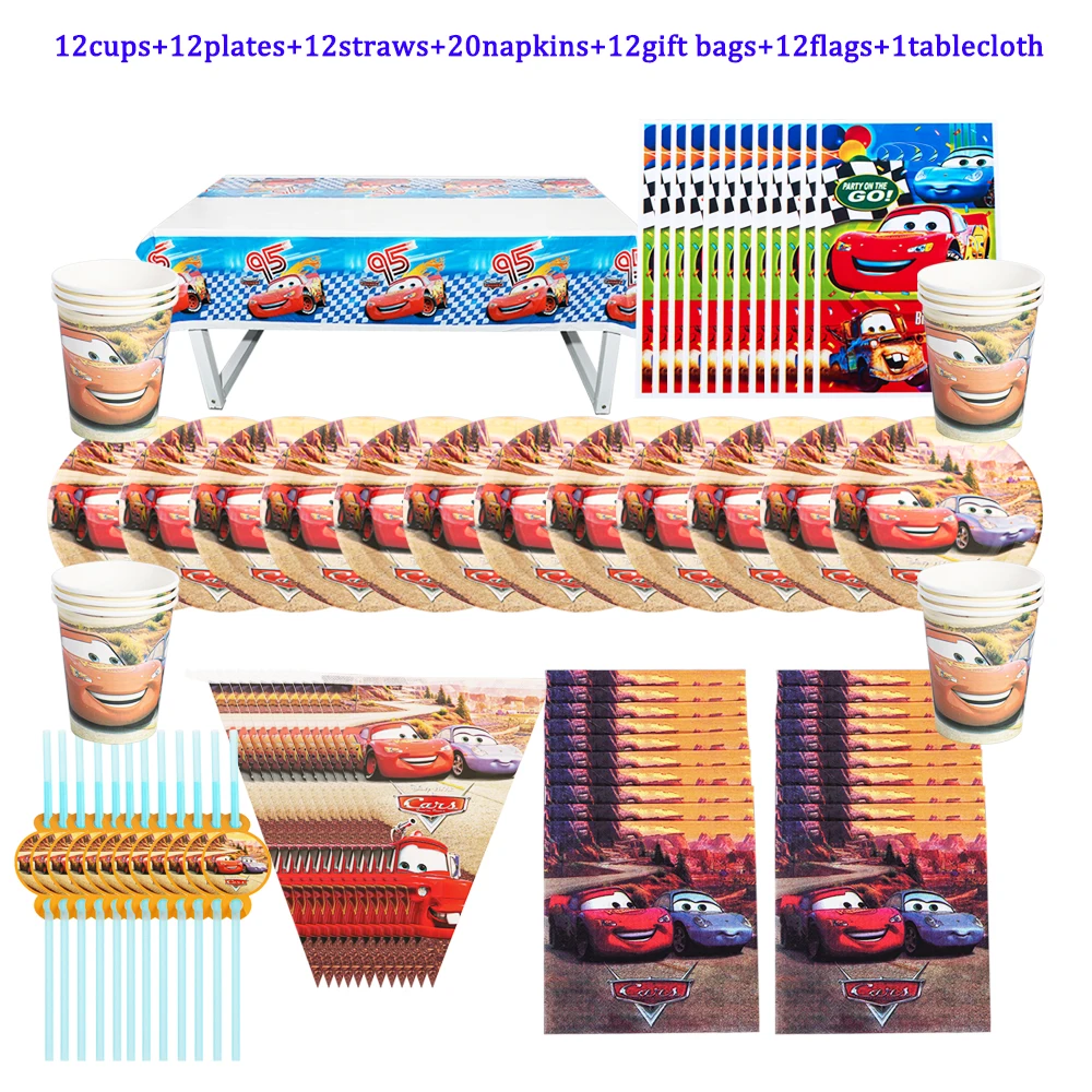 

81Pcs Disney Cars Lightning McQueen Theme Party Supplies Disposable Tableware Boy Birthday Decoration Baby Shower Celebrate Gift