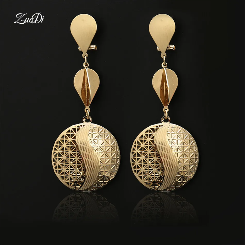 

ZuoDi Fashion Women Wedding Earrings Long Drop Dangle Earrings Exquisite Trendy Dubai Gold Color statement Drop Dangle Earrings