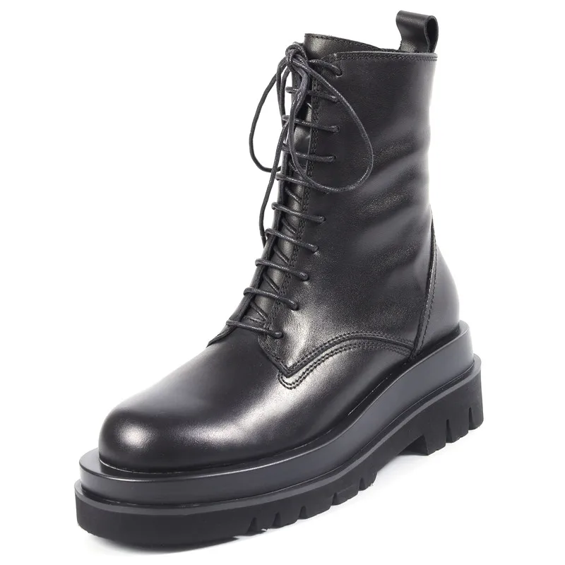 2020 Сезон осень зима Новые сапоги кожаные ботильоны на платформе Короткие ботинки