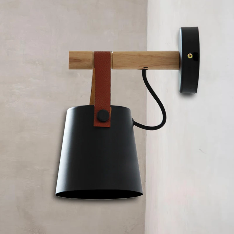 Деревянный простой креативный настенный светильник скандинавский светодиодный