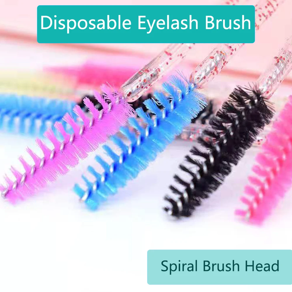 

50/100 Pcs Disposable Eyelash Brushes Nylon Mascara Brushes Applicator Crystal Rod Eyelash Makeup Brushes