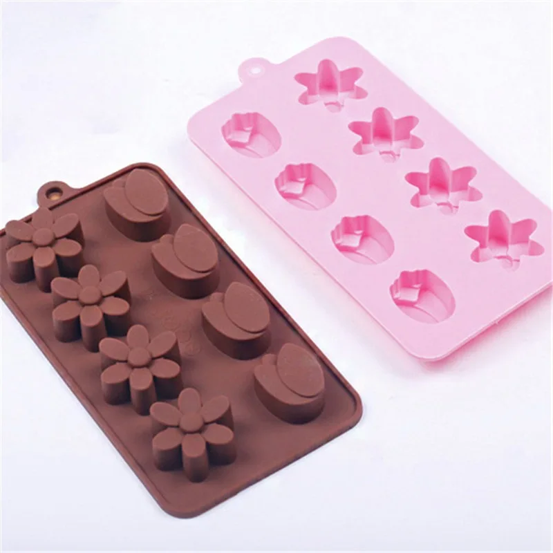 Модная форма воск 8 отверстий шоколад тюльпан Маргаритка цветок кубик льда