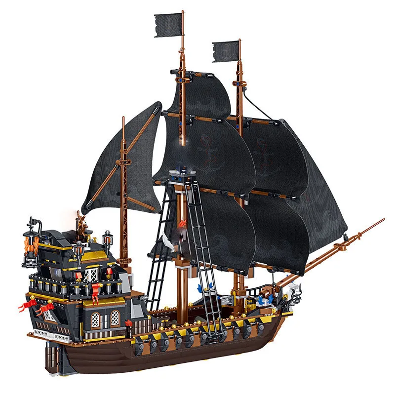 

1334 PCS 1803 Black Pirate Ship Model Building Blocks Sets DIY Assembled Bricks Creator Birthday Gifts for Kids Boys Friends