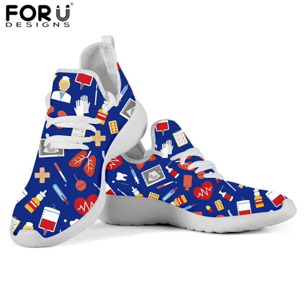FORUDESIGNS/Женские повседневные кроссовки; Милые медицинские инструменты; стоматологический принт; женская трикотажная обувь на платформе; Черная пятница; scarpe donna - Цвет: HMF975Z61