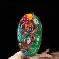 natural colorful jade hand carved fish pendant fashion boutique jewelry for men and women with fish necklace every year