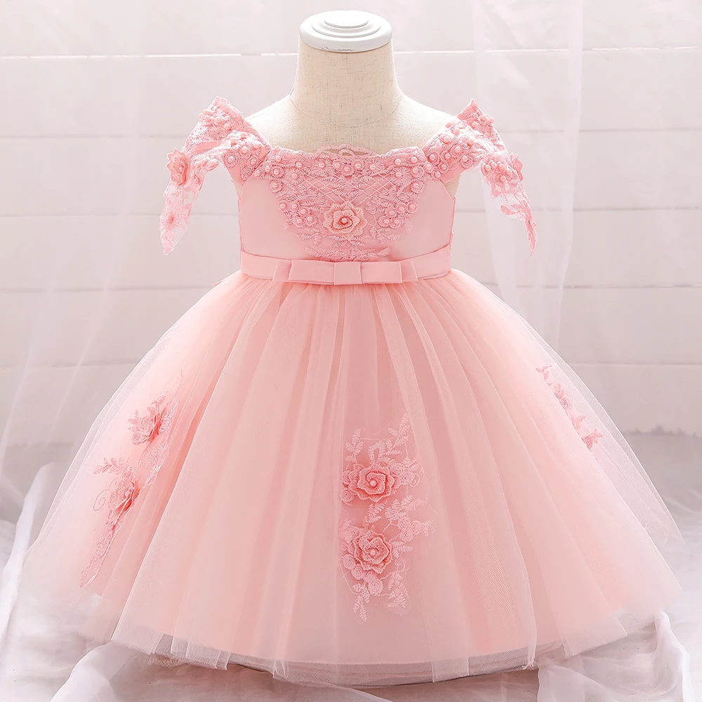 

Flower Lace Newborn Baby Girl Dress Photography infant Age One Hundred Days Birthday Baby Girl Dress Party Lovely Dress