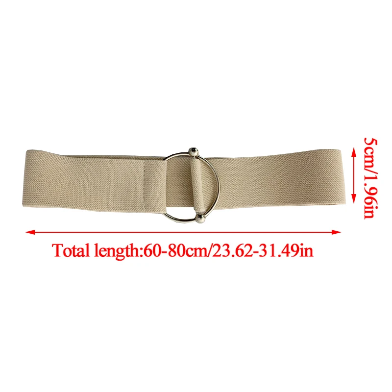 

Fashion Women Wide Belt Elastic Solid Color Dress Belt Accessories Stretch Round Metal Buckle Belts Female Waistband Accessories