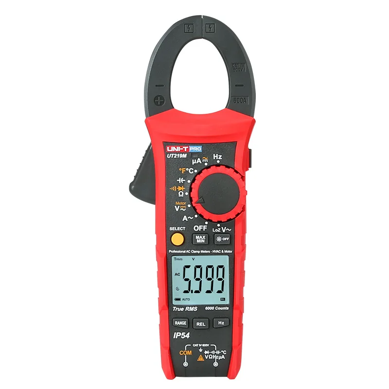 

UNI-T UT219M true RMS Professional Clamp Meter; IP54 dust/waterproof digital ammeter, Auto backlight/temperature test