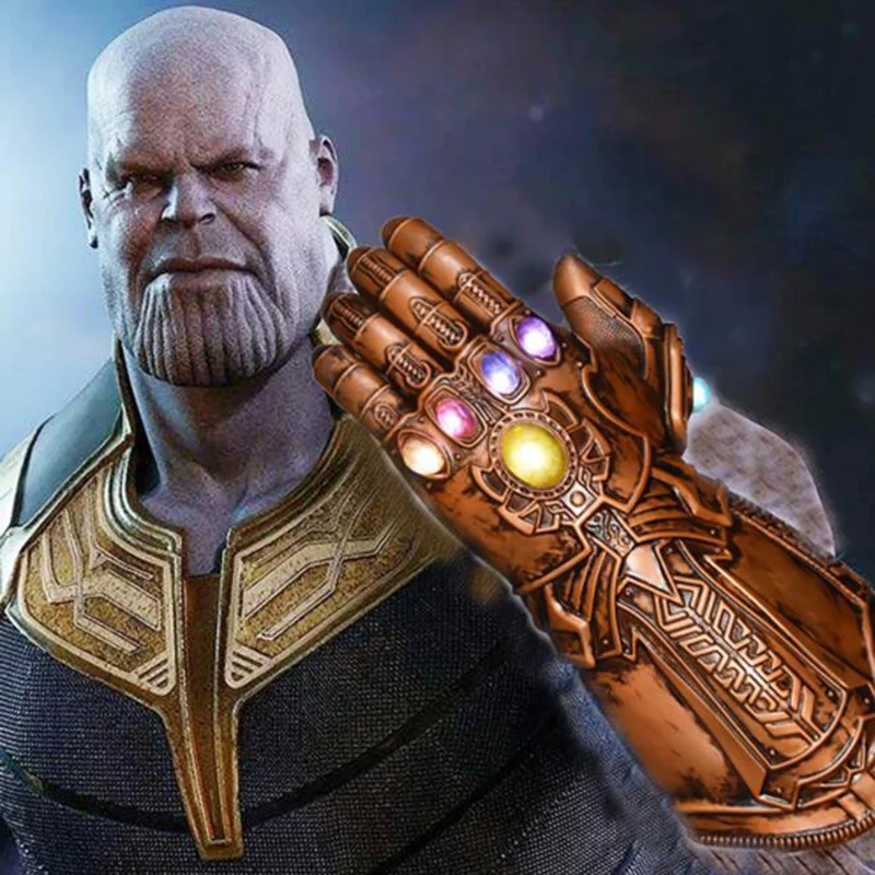 

Adult Kids LED Light Thanos Infinity Gauntlet Infinity War Cosplay LED Gloves PVC Action Figure Model Toys Gift Halloween Props