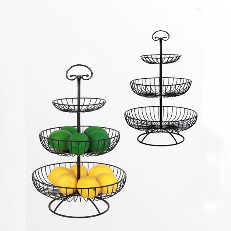 3 Layer Fruit Plate Countertop Metal Basket Retro Style Tray Rack Storage Household Detachable Cake Stand | Дом и сад