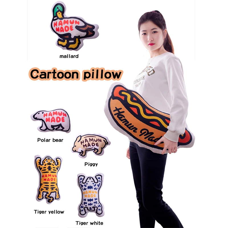 

Japanese Style HUMAN MADE Pillow Cushion Tiger Polar Bear Piggy Pillow Fashion Soft Sofa Pillow Home Decoration Gifts