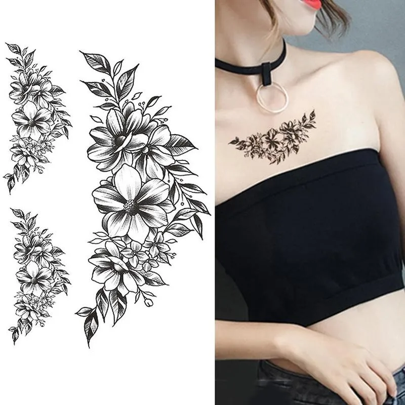 Временная татуировка стикер цветка для женский боди арт картина руки ноги
