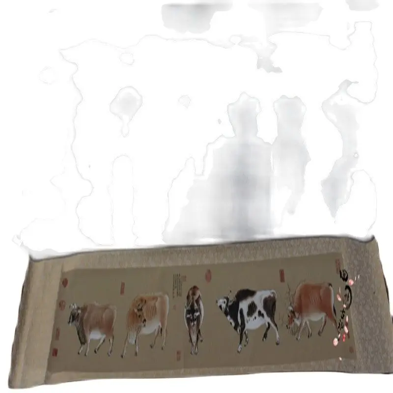 Китайская старая картина прокрутки и каллиграфическая пятиокись | Дом сад