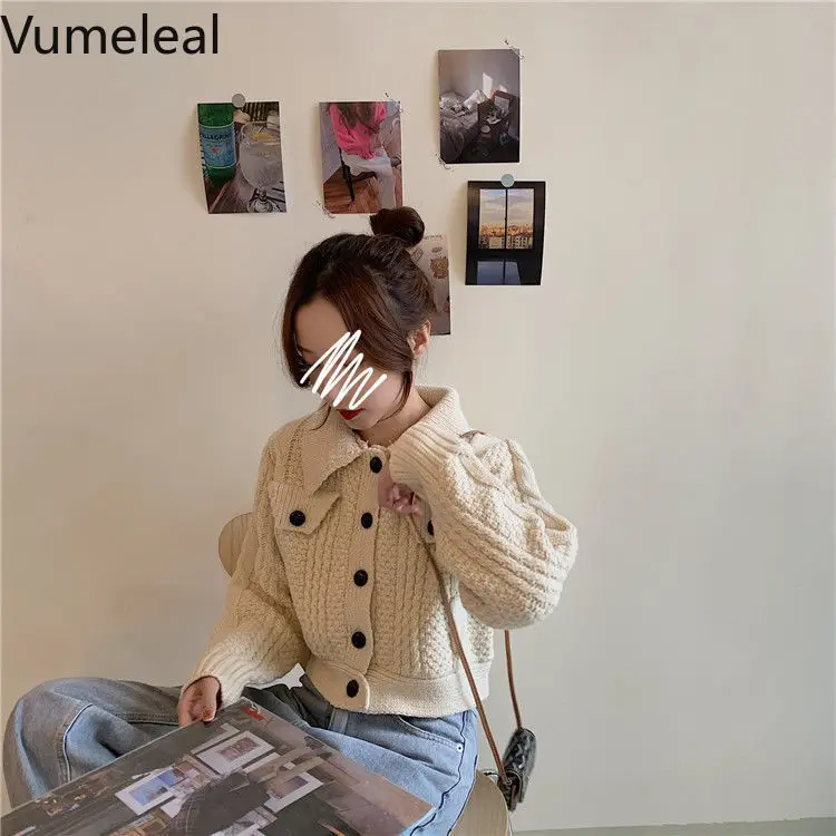 

Short Twist Sweater Women's 2020 Spring Korean Version of Yangji Loose Long Sleeves Cardigan Outside Wear Top Tide Cardigans