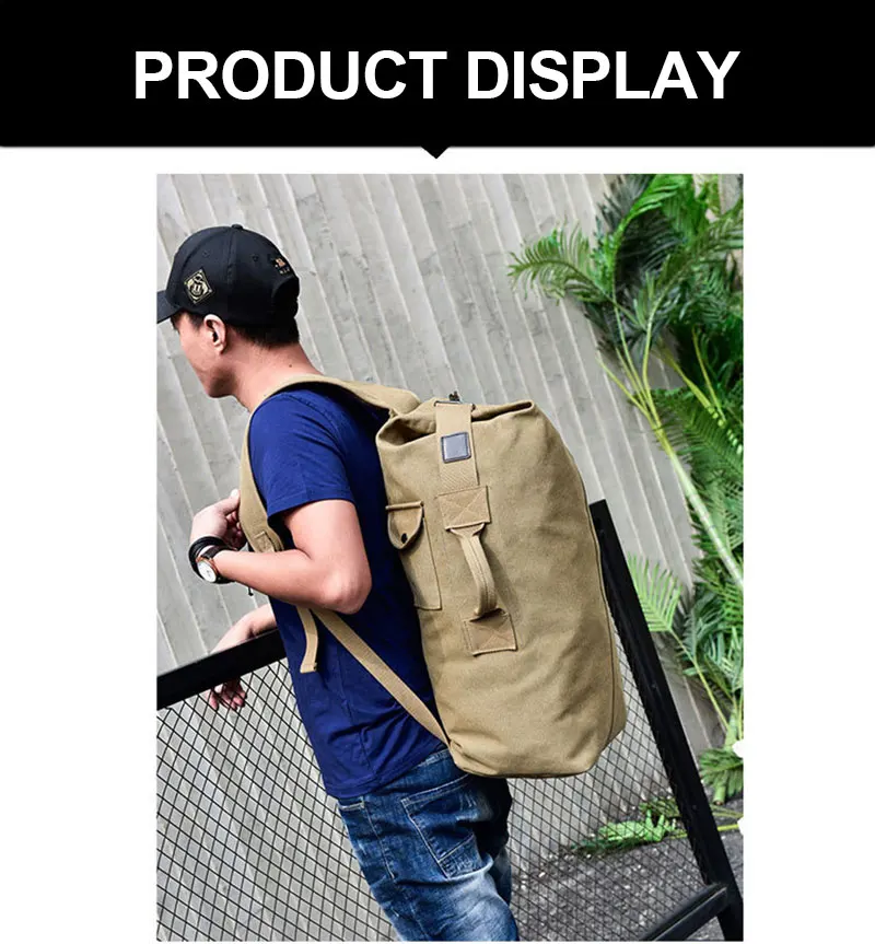 Men's Luggage Canvas Bag Large Capacity Camping Backpack Large Roomy Mountaineering Backpack Best Quality Outdoor Luggage Bag