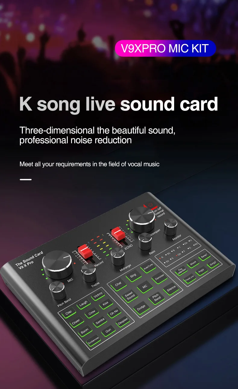 NULIER конденсатор для домашней студии Mic BM800 &amp V9 Pro звуковая карта Live набор