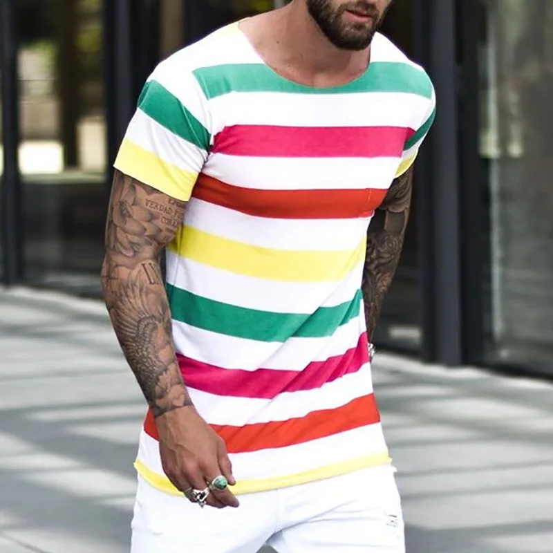 

Spring New Wild Trend Striped Round Neck T-shirt