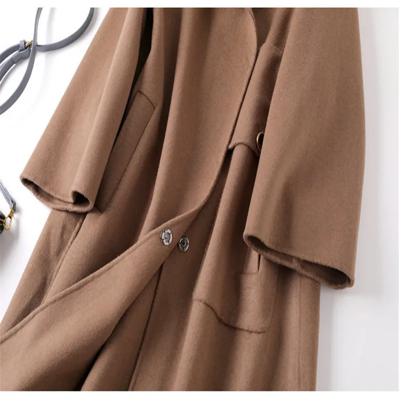 

2020 Autumn And Winter New Loose High End Double Sided Mid Length Wool Coat Cashmere Woolen Coat Female Simple Wild C080
