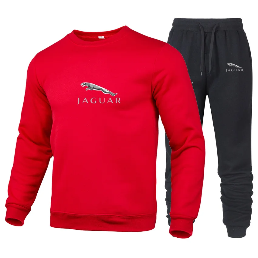 

2021 Jaguar New Men's Women's Couple Fashion Hoodie + Sweatpants Suit Candy Color Pullover Spring Autumn Must-Have Hoodie+3