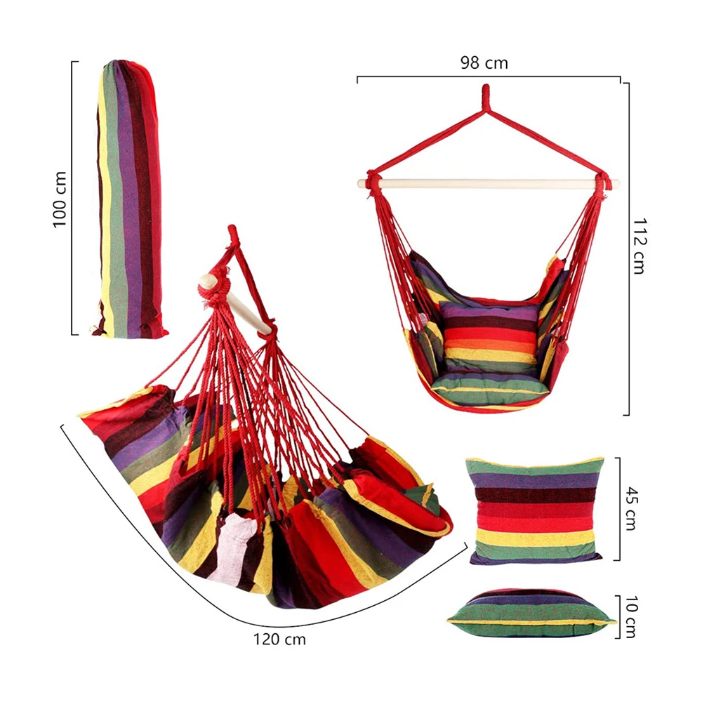 

Portable Hammock Chair Hanging Rope Chair Swing Chair Canvas Swing Chair Garden Indoor Outdoor Travel Hammock Swings Lazy Chair