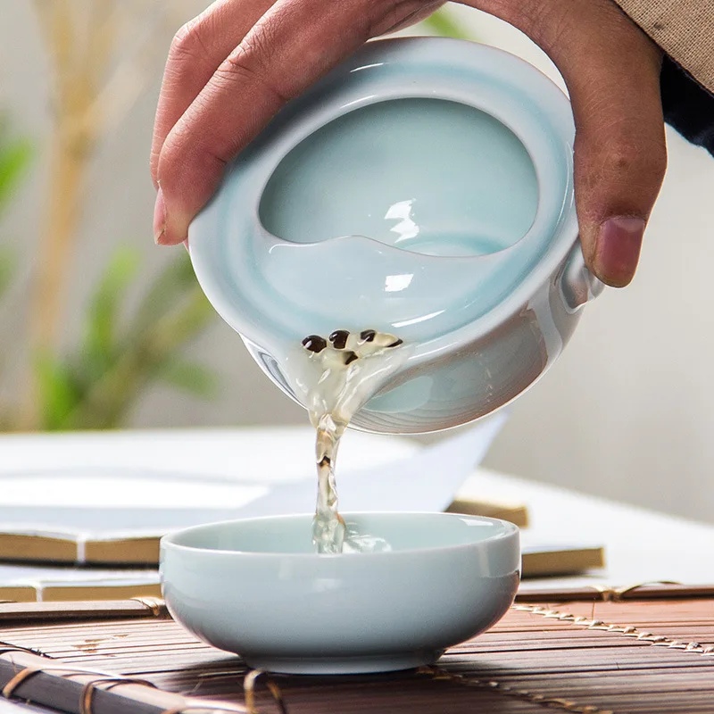 High Quality Elegant Gaiwan Tea Set celadon 3d Carp Kung Fu Include 1 Teapot Teacup beautiful And Easy Kettle. |